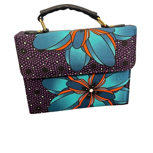 NEW Ankara African Print Multicolored Convertible Crossbody Purse Handbag - Picture 2 of 9